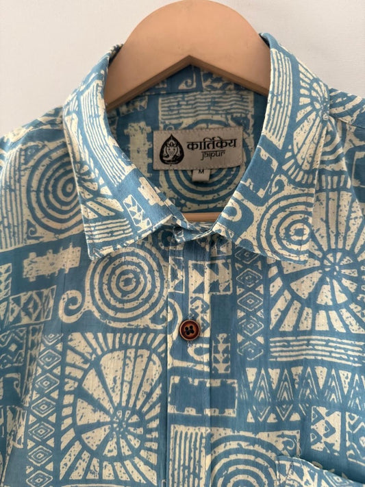 Short Sleeve Paisley Print Cotton Shirt For Men