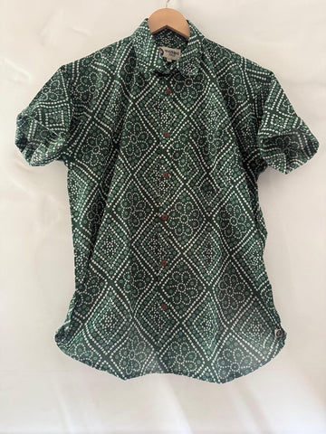 Mens Handcrafted Bandhej Print Cotton Shirt - Mehndi Ceremony
