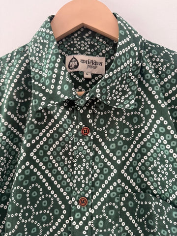 Mens Handcrafted Bandhej Print Cotton Shirt - Mehndi Ceremony