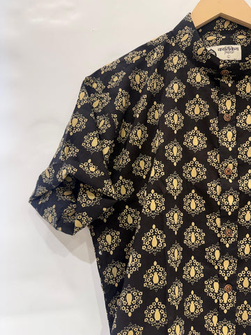 Mandarin Collar Floral Cotton Shirt for Men - Festive Edit