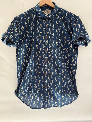 Flamingo Short Sleeve Shirt - INDIGO