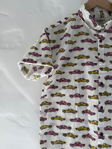 Vintage Car Print Short Sleeve Shirt for men