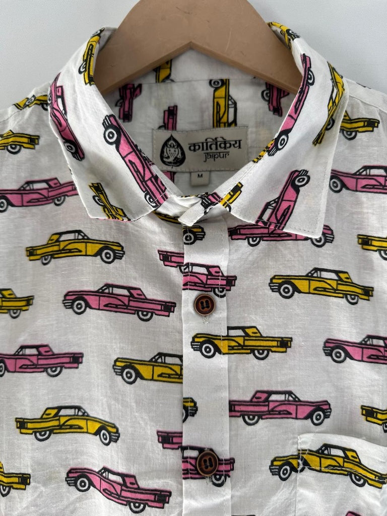Vintage Car Print Short Sleeve Shirt for men