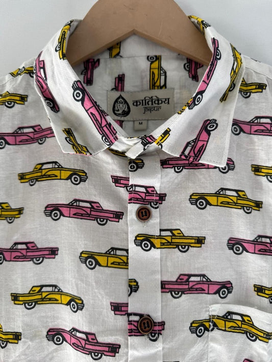 Vintage Car Print Short Sleeve Shirt for men