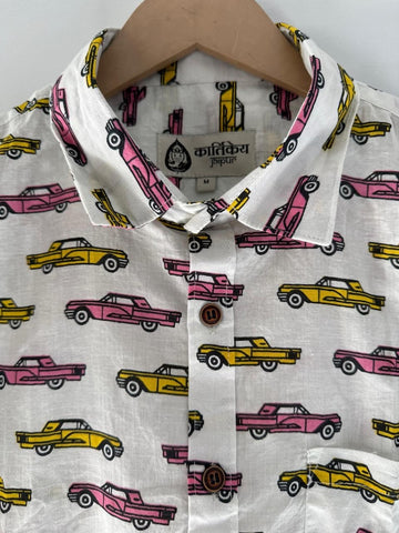 Vintage Car Print Short Sleeve Shirt for men