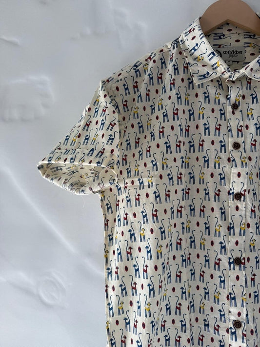 Cute Cat Print Cotton Shirt for Man