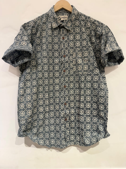 Classic Bagru Print Half Sleeve Cotton Shirt for Men