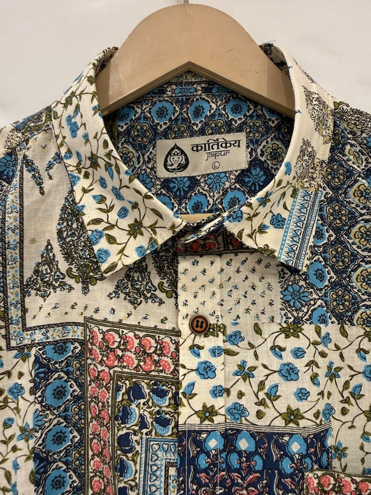 Kalamkari Print Half Sleeve Cotton Shirt for Men