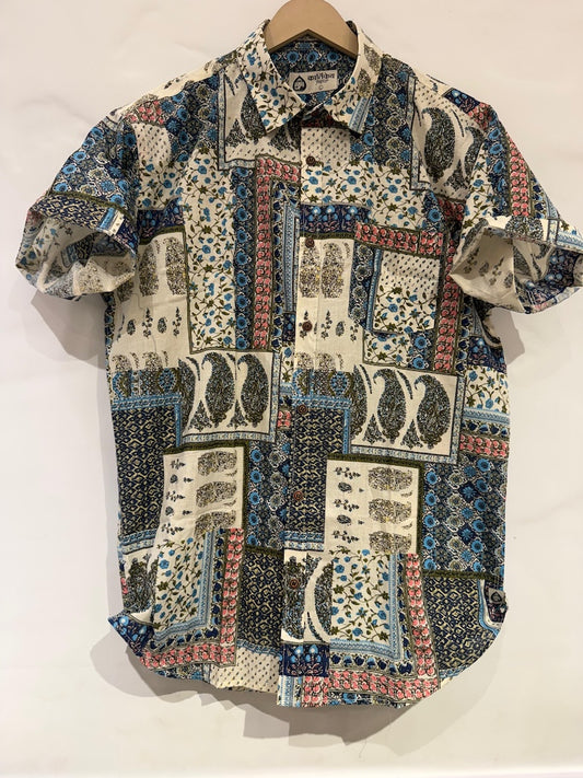 Kalamkari Print Half Sleeve Cotton Shirt for Men