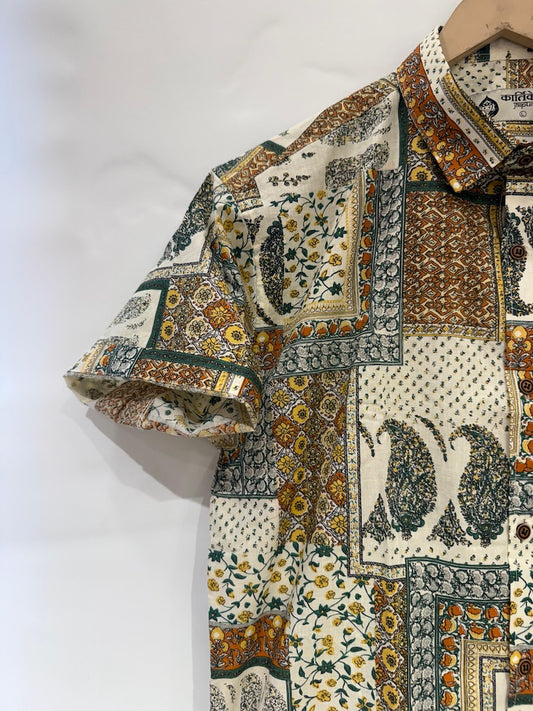Kalamkari Print Half Sleeve Cotton Shirt for Men