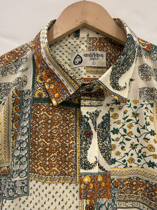 Kalamkari Print Half Sleeve Cotton Shirt for Men