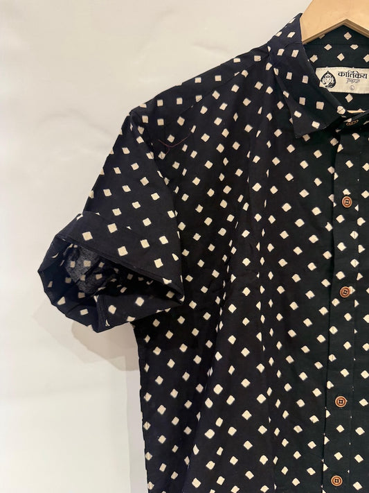 Polka Dot Half Sleeves Cotton Shirt for Men