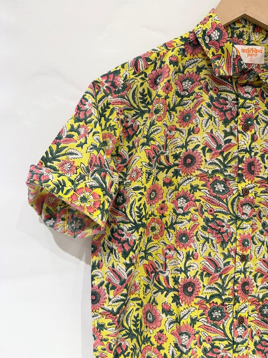 Floral Print Half Sleeve Cotton Shirt for Men - Goa Edit