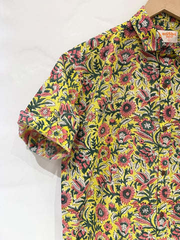 Floral Print Half Sleeve Cotton Shirt for Men - Goa Edit