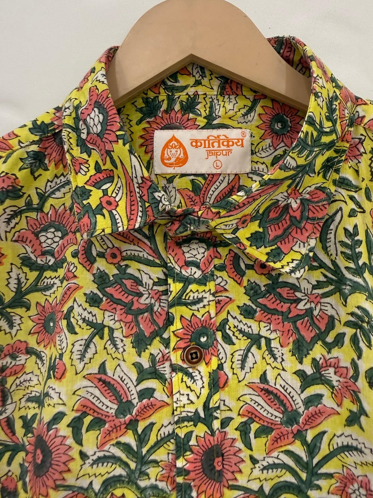 Floral Print Half Sleeve Cotton Shirt for Men - Goa Edit