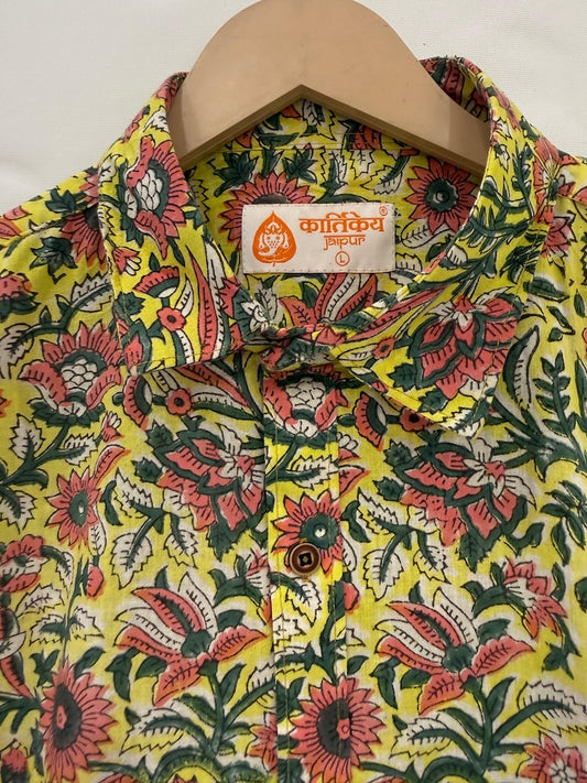 Floral Print Half Sleeve Cotton Shirt for Men - Goa Edit