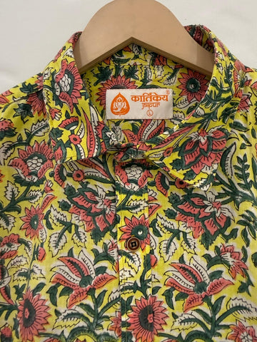 Floral Print Half Sleeve Cotton Shirt for Men - Goa Edit