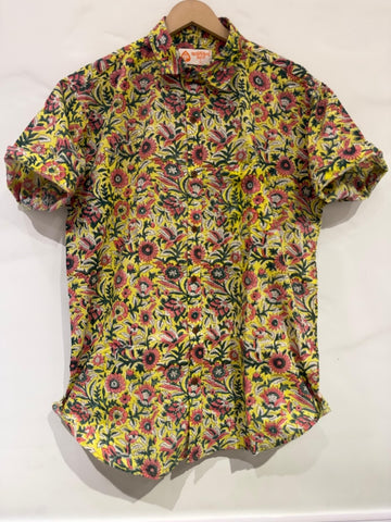 Floral Print Half Sleeve Cotton Shirt for Men - Goa Edit