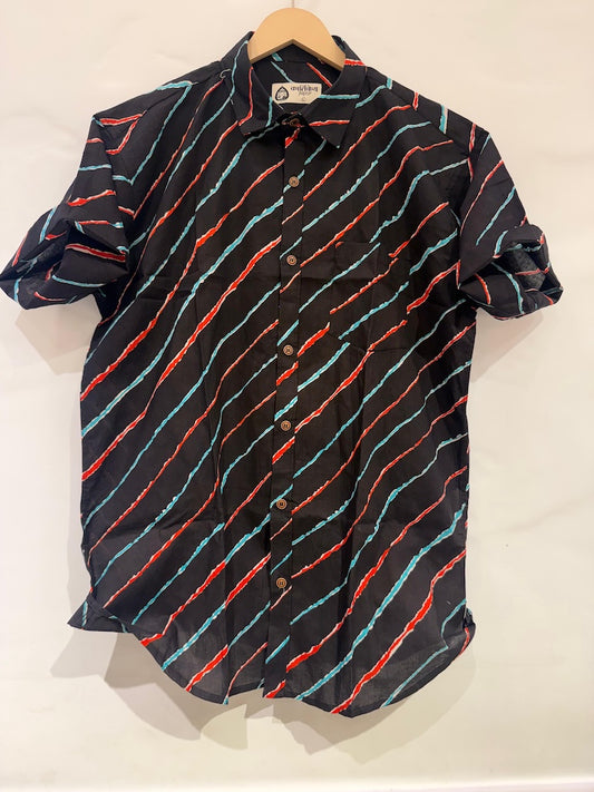Lehariya Print Half Sleeve Cotton Shirt for Men - Seasons Special