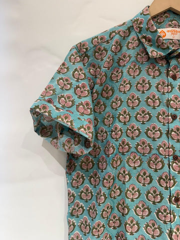 Classic Bagru Print Half Sleeve Cotton Shirt for Men