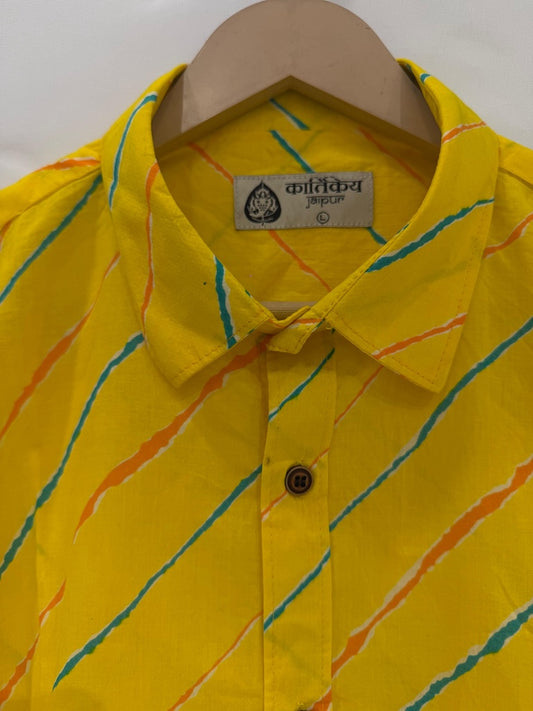Lehariya Print Half Sleeve Cotton Shirt for Men - Seasons Special