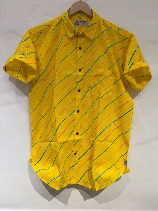 Lehariya Print Half Sleeve Cotton Shirt for Men - Seasons Special