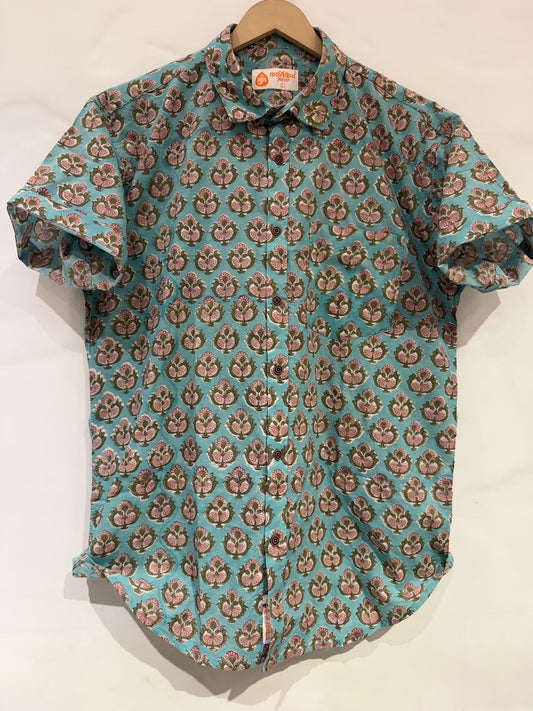 Classic Bagru Print Half Sleeve Cotton Shirt for Men
