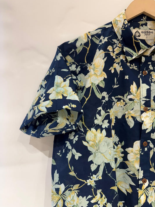 Classic Floral Print Shirt For Mens By Kartikeya Jaipur - Goa Vibe