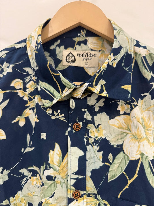 Classic Floral Print Shirt For Mens By Kartikeya Jaipur - Goa Vibe