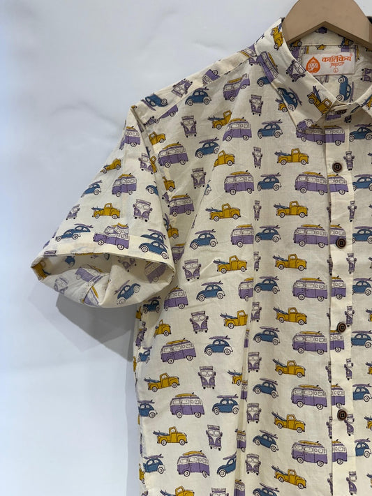 Tuk -Tuk Classic Cotton Half Sleeves Shirts For Men - Purple