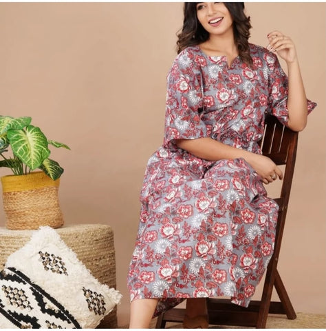 Cotton Printed Women Summer Nighty