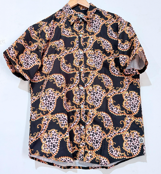 Leopard Cotton Blend Partywear Shirt For Men