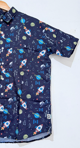Space Fun Cotton Blend Partywear Shirt For Men