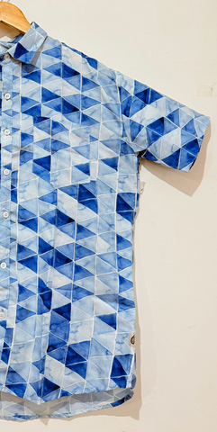 Indigo Marble Cotton Blend Partywear Shirt For Men