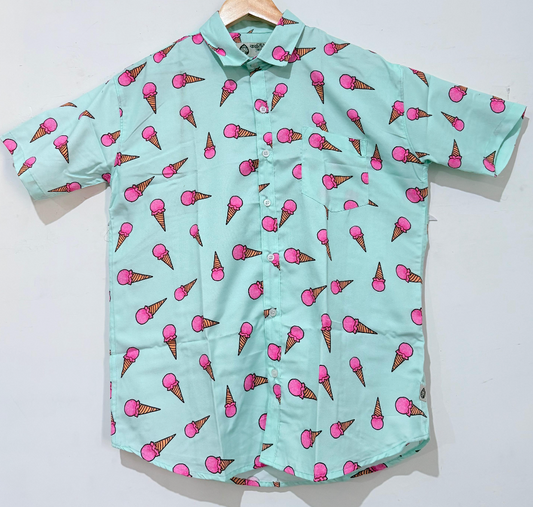 Quirky Print Cotton Blend Casual Shirt For Men