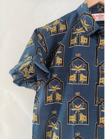 Kartikeya Jaipur Cow Print Cotton Shirt for Men