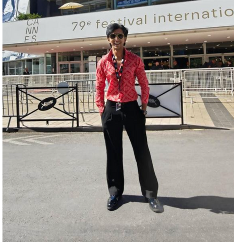 Bandhej Full Sleeves Cotton Roka Shirt For Men As Seen in CANNES FF 26 X ANSHUMAN JHA