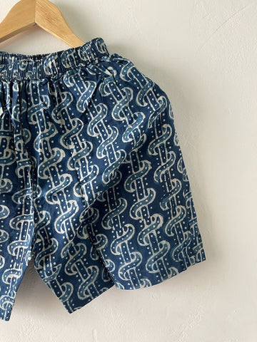 Indigo Cotton Shorts for Men