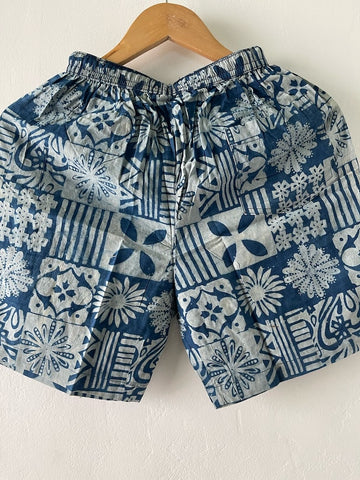 Indigo Cotton Shorts for Men