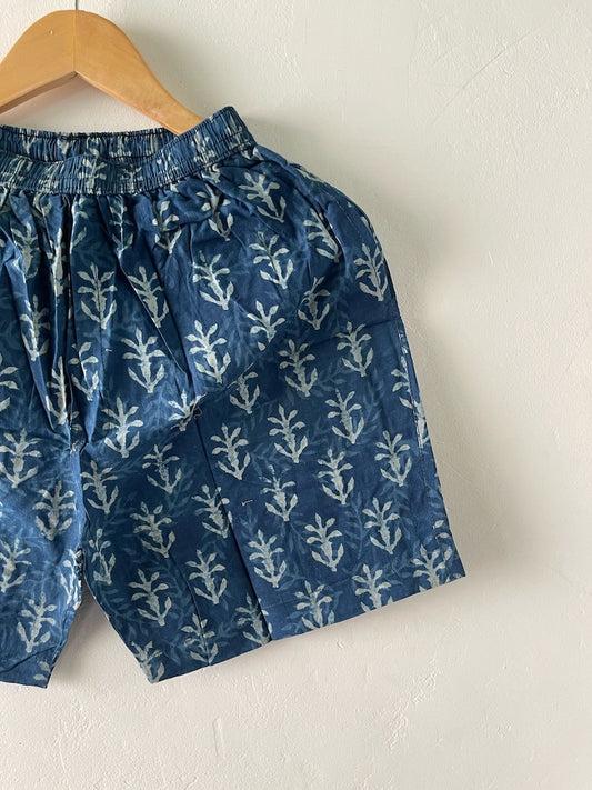 Indigo Cotton Shorts for Men