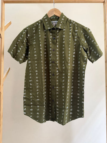 Tamil Alphabet Half Sleeves Classic Shirt for Women