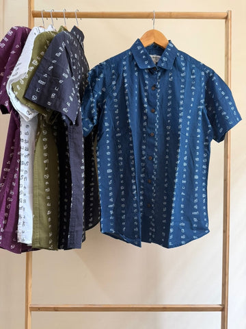 Tamil Alphabet Half Sleeves Classic Shirt for Women