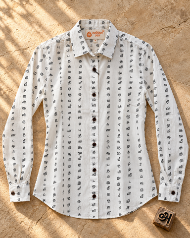 Tamil Alphabet Full Sleeves Classic Shirt for Women