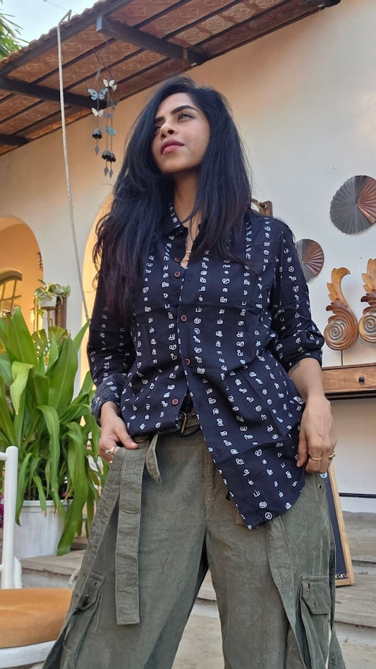 Tamil Alphabet Full Sleeves Classic Shirt for Women