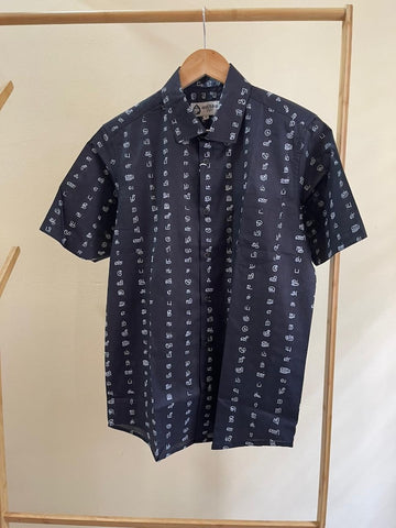 தமிழ் எழுத்து  Classic Tamil Half Sleeves Cotton Shirt - Black