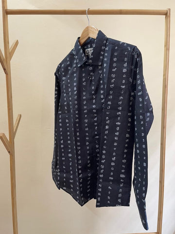 தமிழ் எழுத்து  Full Sleeve Tamil Classic Cotton Organic Shirt - Black