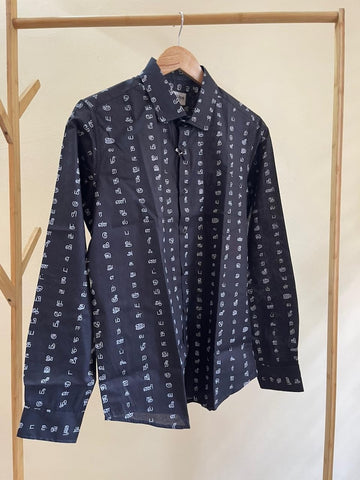 தமிழ் எழுத்து  Full Sleeve Tamil Classic Cotton Organic Shirt - Black