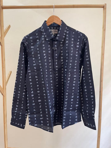 தமிழ் எழுத்து  Full Sleeve Tamil Classic Cotton Organic Shirt - Black