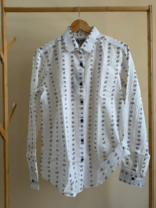 Tamil Alphabet Full Sleeves Classic Shirt for Women