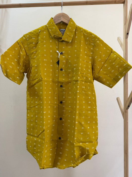 Classic Telugu Alphabets Printed Cotton Men's Shirt Half